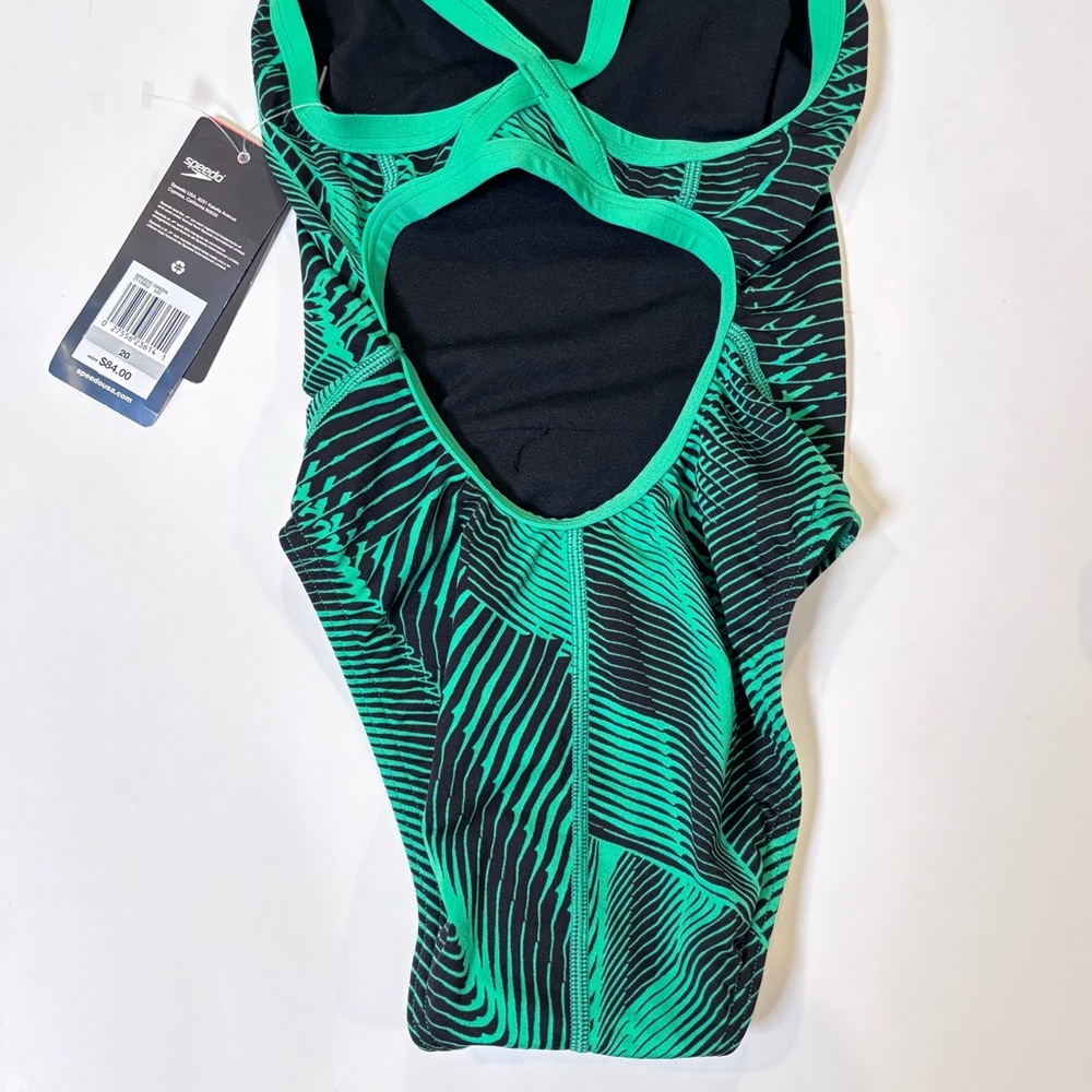 Speedo Swimsuit One Piece Endurance+Flyback Youth Competitive Blue Green S/4 - Picture 4 of 11